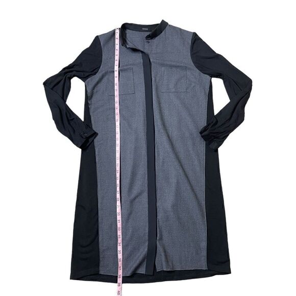 Elie Tahari Valerie Tab-Sleeve Wool Blend Block & Gray Colorblock Shirtdress M - Picture 14 of 16